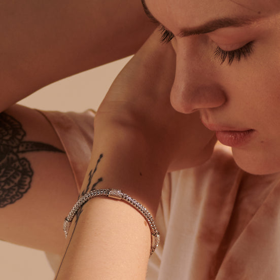 Icon Bracelet, Sterling Silver, Diamonds .75ctw (4 Station), 5MM