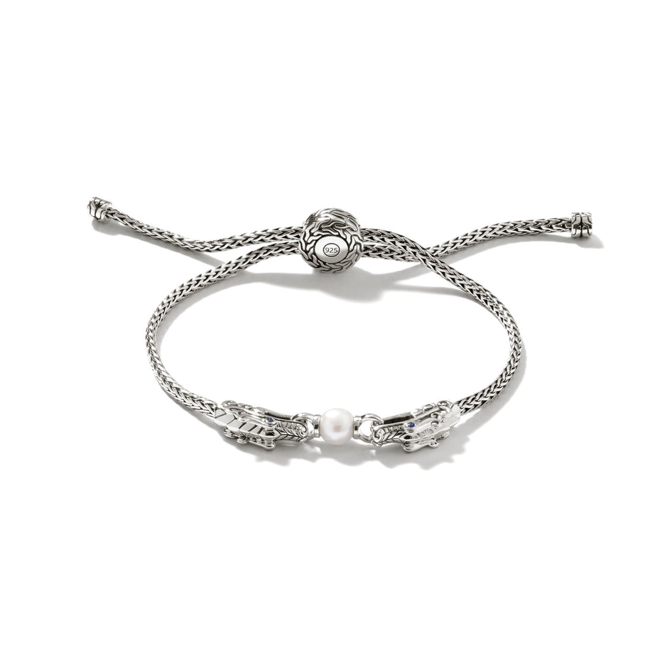 Naga Pull Through Bracelet, Silver, Pearl