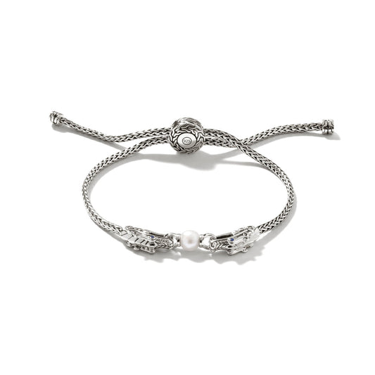 Naga Pull Through Bracelet, Silver, Pearl