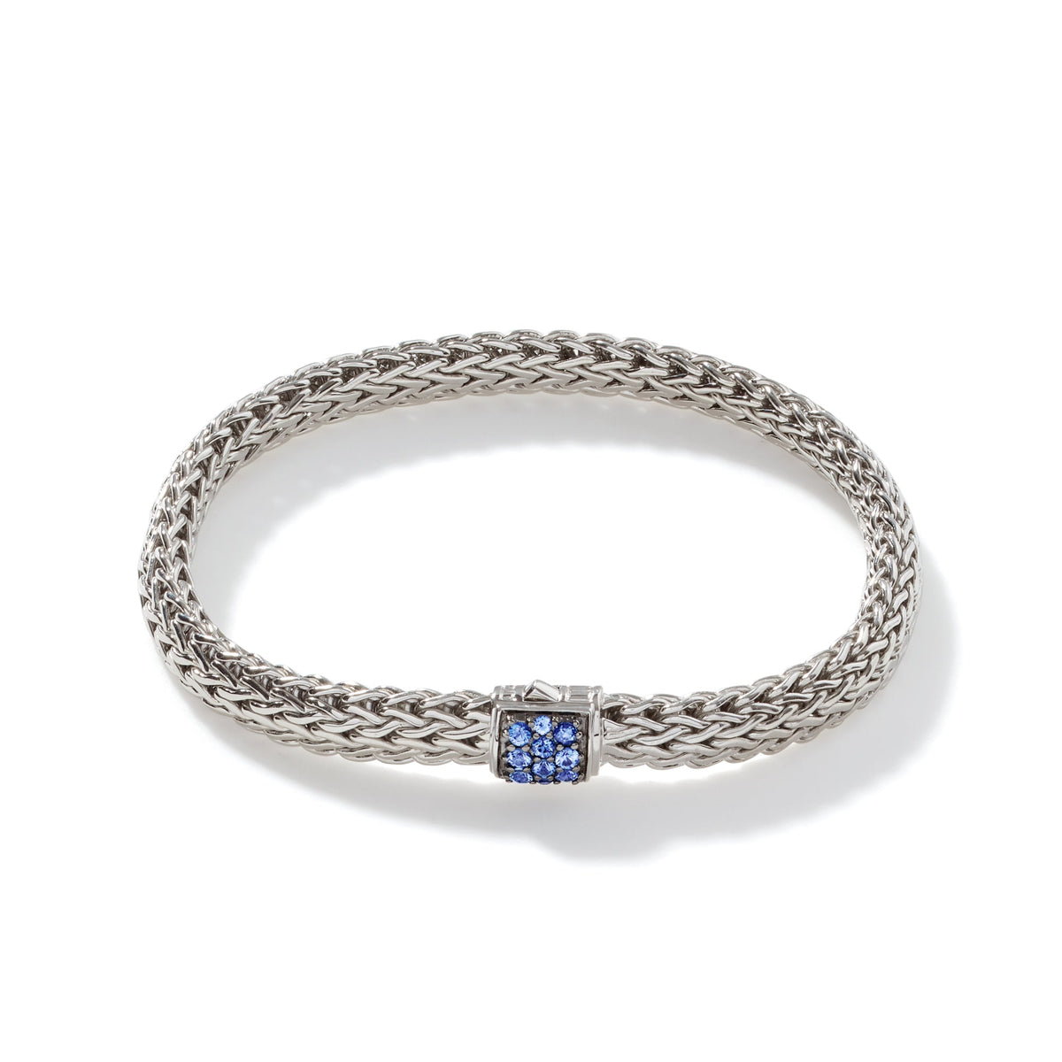 John Hardy Classic Chain 6.5 Mm Bracelet With Blue Sapphire Pusher Clasp , Size Small — product view
