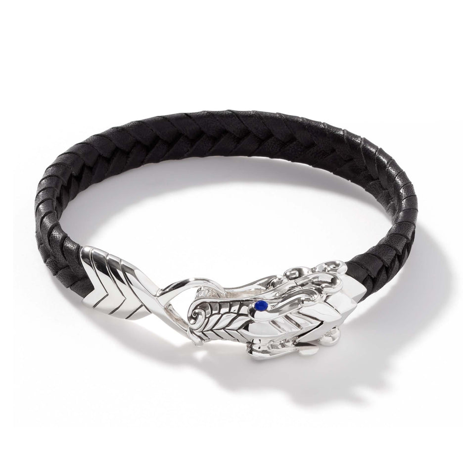 Naga Bracelet, Sterling Silver, Leather