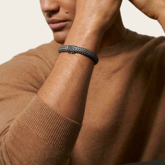 Icon Bracelet, Dark Silver, Gemstones, 11MM