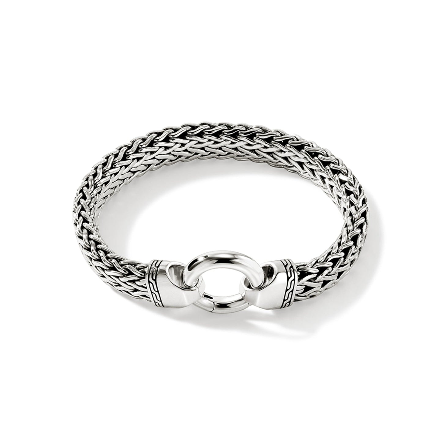 Silver 11 Mm Curb Link Station  Bracelet With Pusher Clasp , Size Large