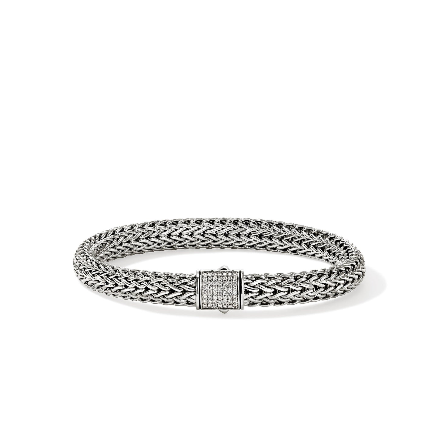 John Hardy Icon Silver Diamond Pave Medium Bracelet
