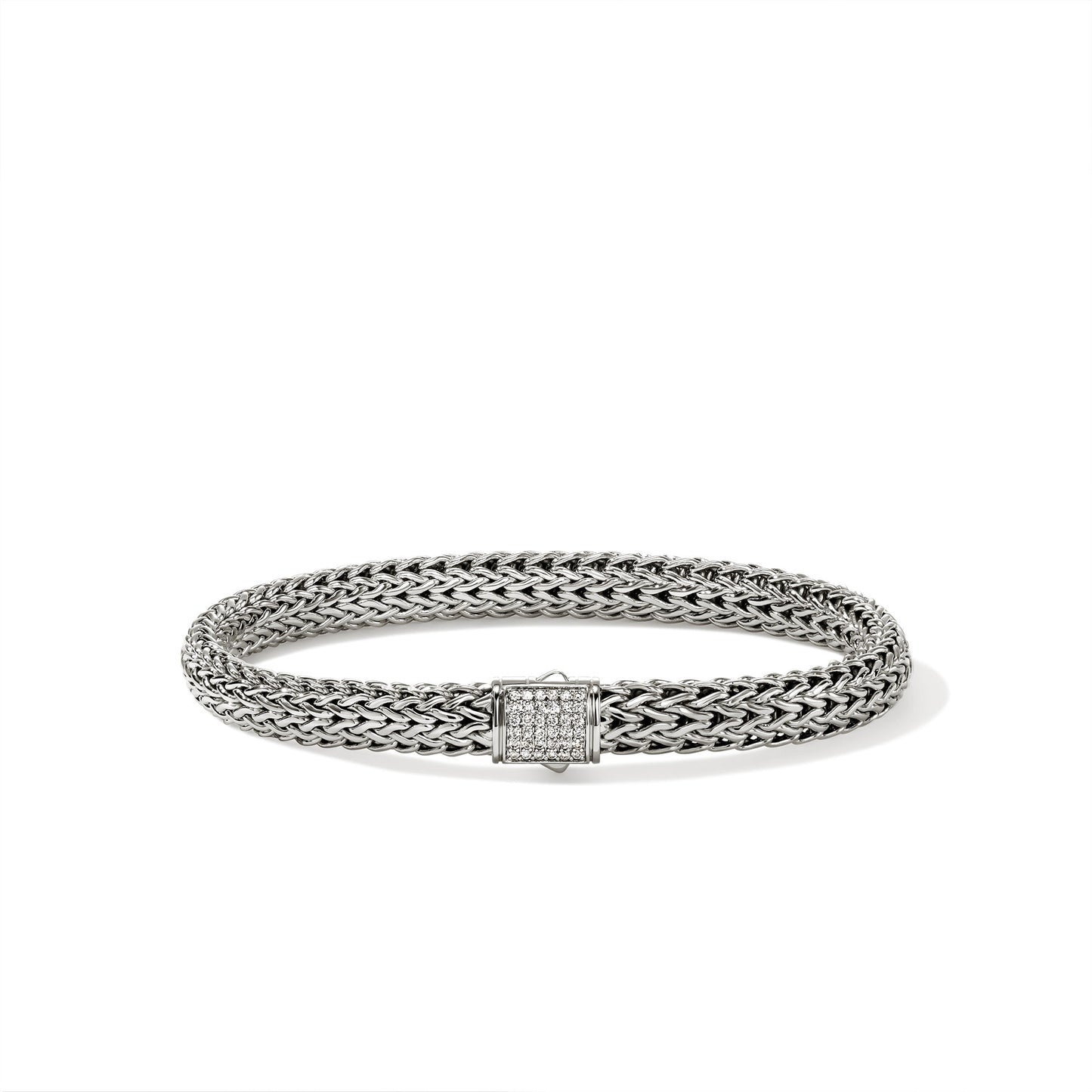 John Hardy Icon Silver Diamond Pave Small Bracelet