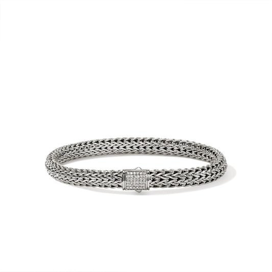 John Hardy Icon Silver Diamond Pave Small Bracelet