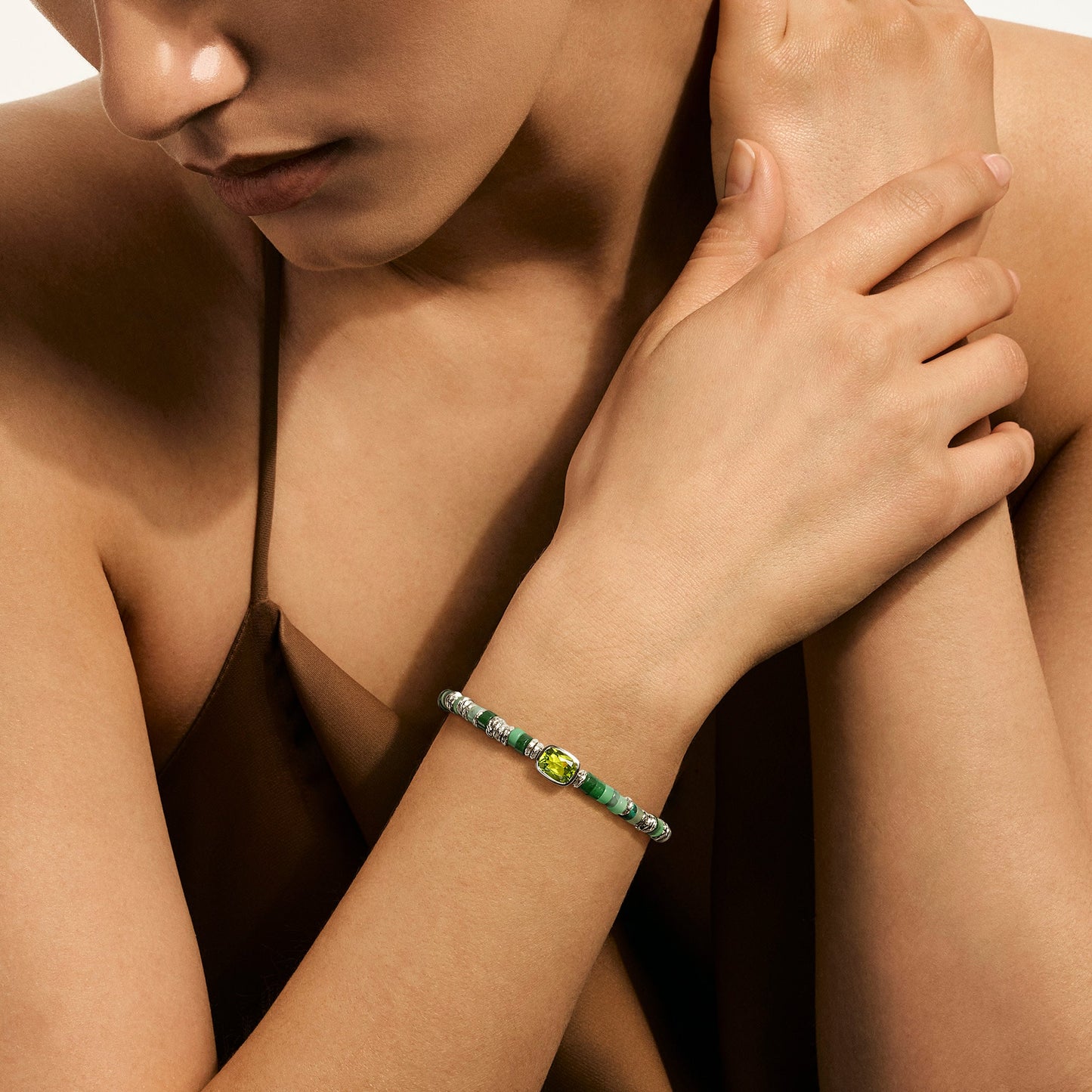 Heishi Gem Bracelet, Sterling Silver, Peridot, 4MM official John Hardy product image 5