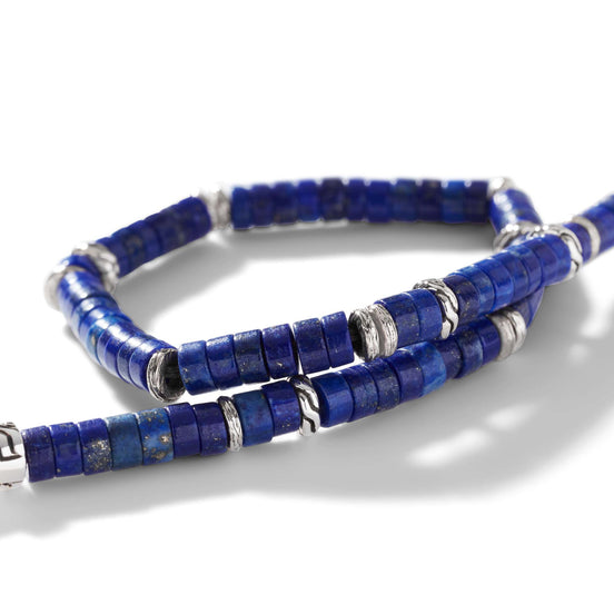 Heishi Bracelet, Sterling Silver, Hardstones - Lapis Lazuli