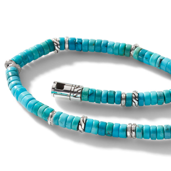 Heishi Bracelet, Sterling Silver, Hardstones - Treated Turquoise