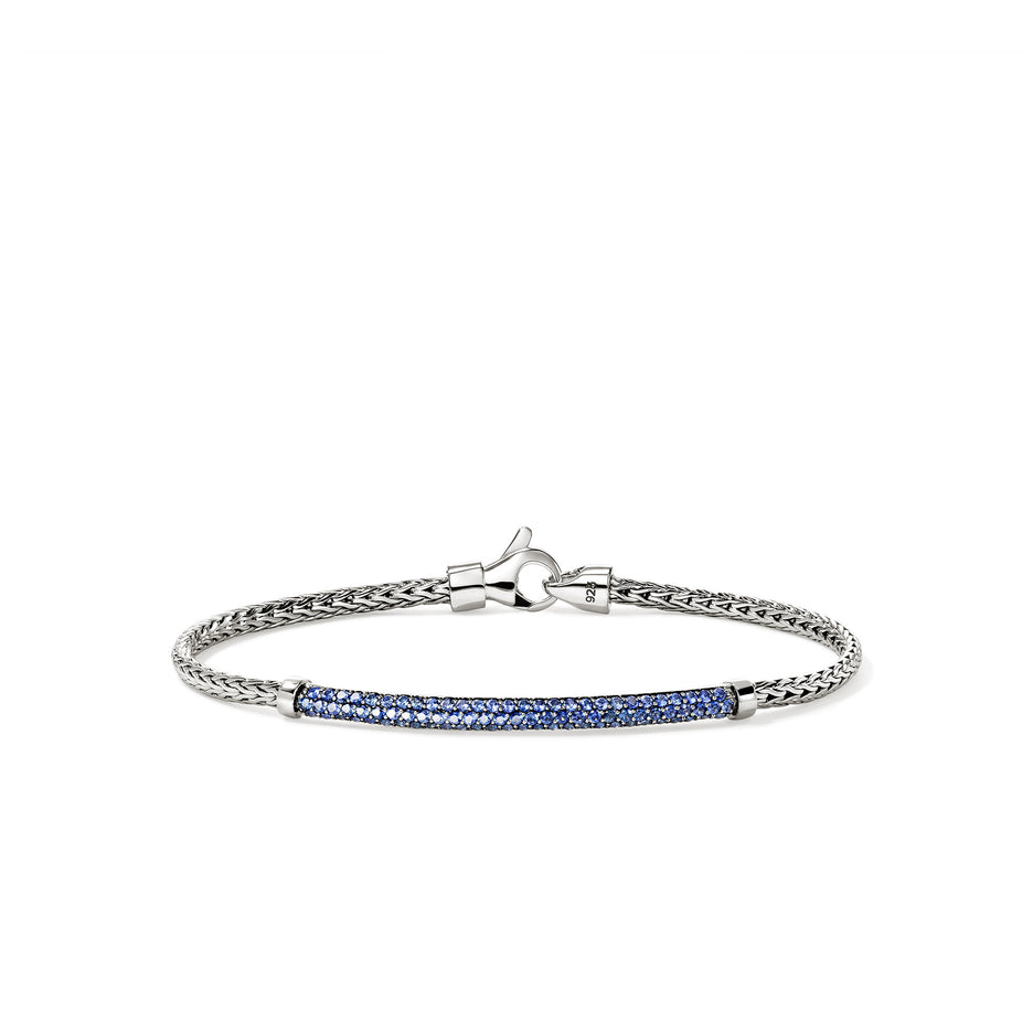 JH Essential Pavé Bracelet, Sterling Silver, Gemstones (Blue Sapphire), 2.5MM