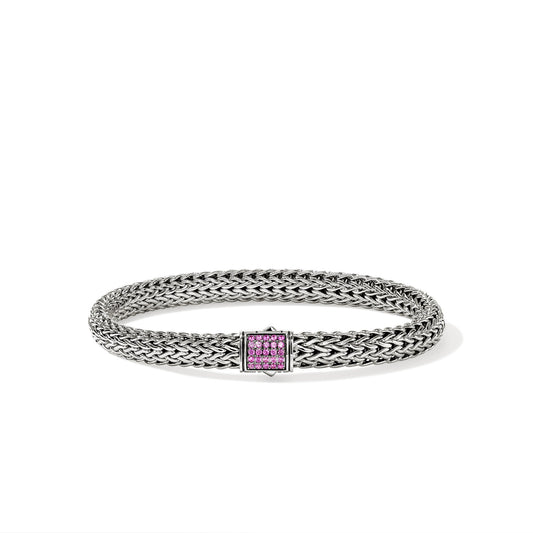 John Hardy Icon Pink Sapphire Clasp Bracelet, Medium — official John Hardy product photograph
