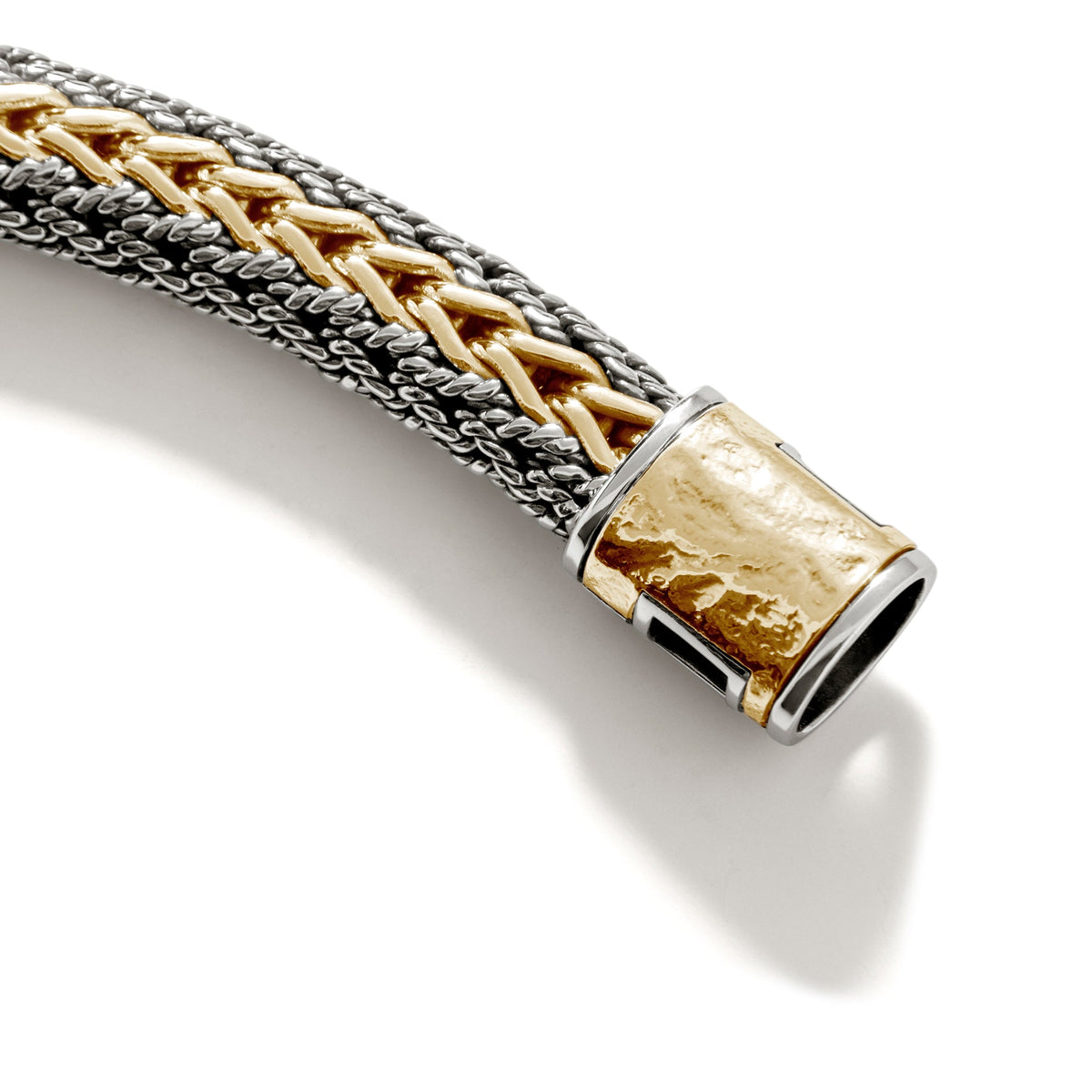 John Hardy Reversible 18KY And Silver To All Silver 8 Mm Bracelet , Size Large — detail view 2