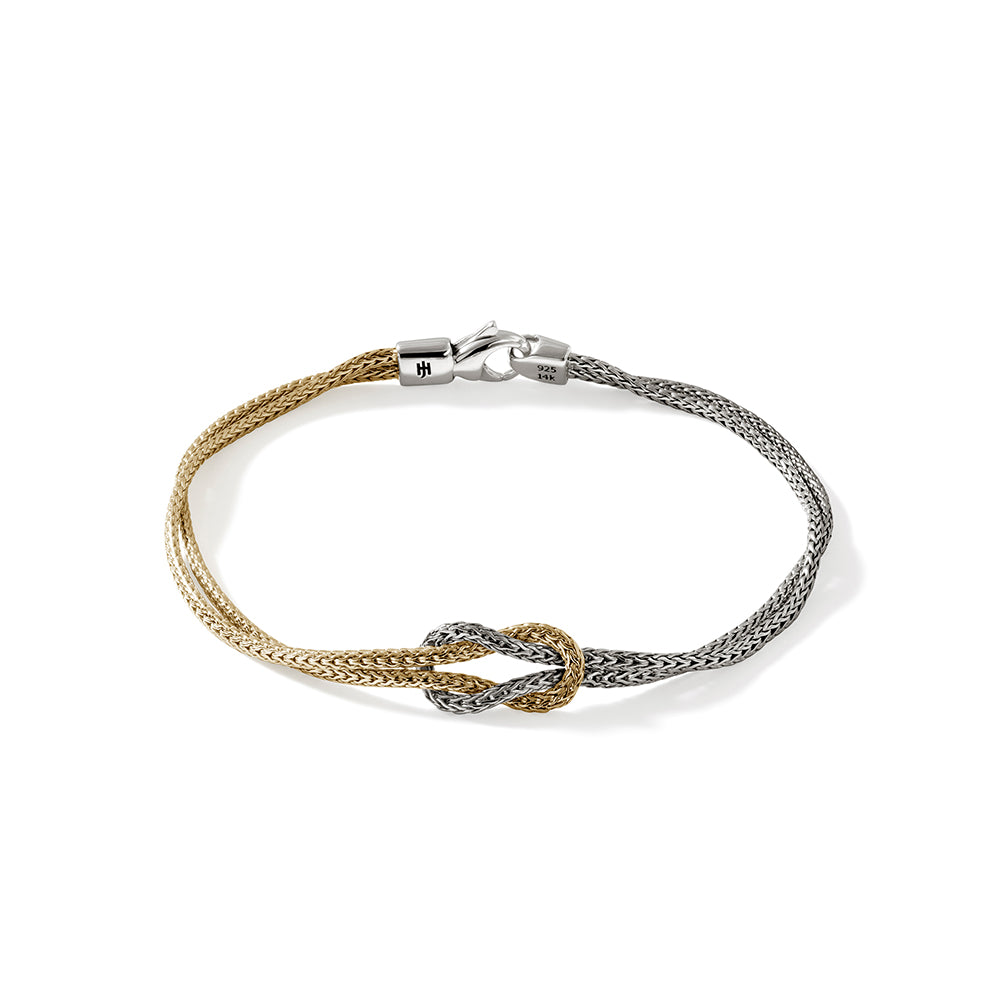 Silver / 14KY Love Knot Bracelet , Size Medium ( 7.5 Inch )
