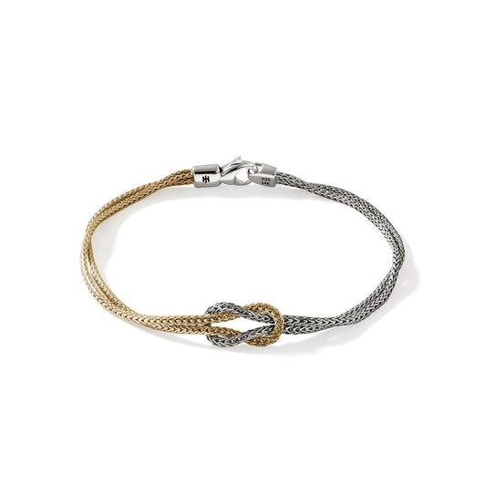 Silver / 14KY Love Knot Bracelet , Size Medium ( 7.5 Inch )