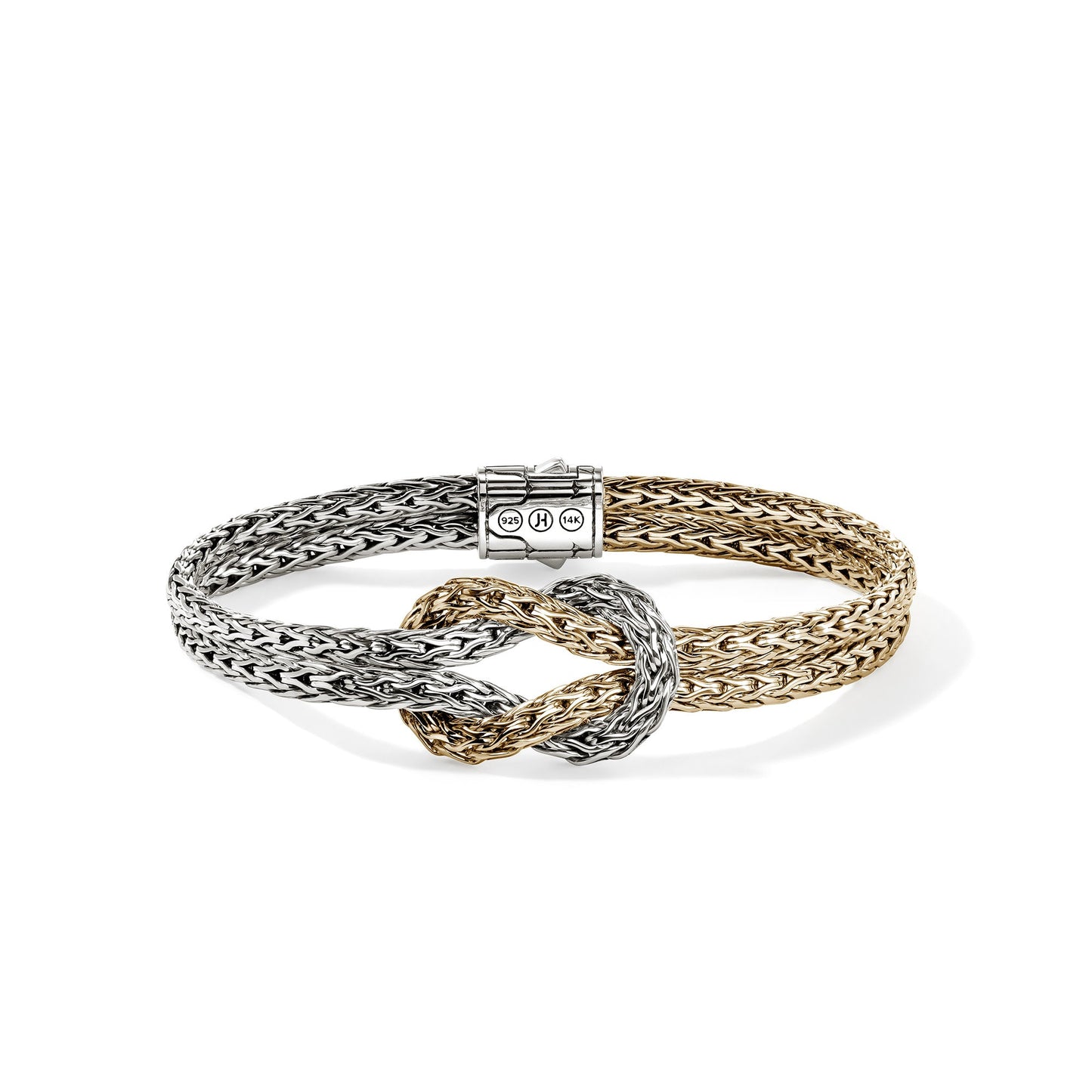 Silver / 14KY Love Knot Bracelet , 3.5 Mm , Size Medium ( 7.5 Inch )