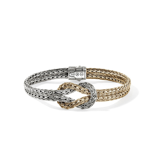 Silver / 14KY Love Knot Bracelet , 3.5 Mm , Size Medium ( 7.5 Inch )