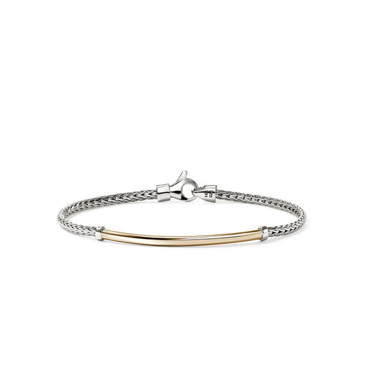 Essentials Silver 2.5 Mm Bracelet With Center 14KY Bar