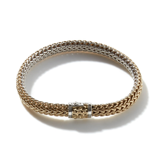 John Hardy Icon 18KY 6.5 Mm Bracelet Reversible To All Silver , Size Medium — product view