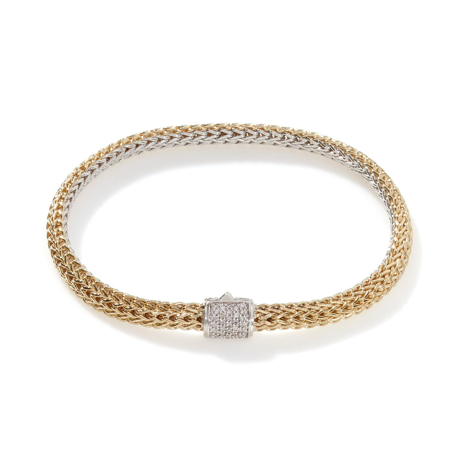 Icon Bracelet, Reversible, Gold, Sterling Silver, Diamonds, 5MM