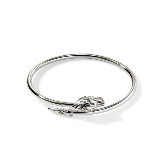 Siver Naga Collection Cuff Bracelet , Blue Sapphire Eyes