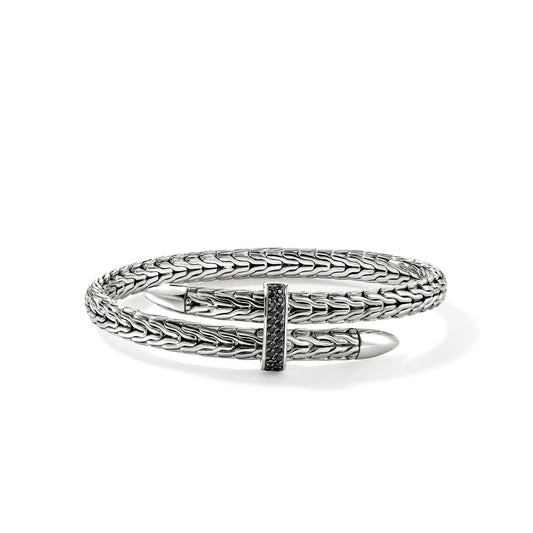 Spear Flex 5.5 Mm Bracelet With Black Sapphires , Size Medium