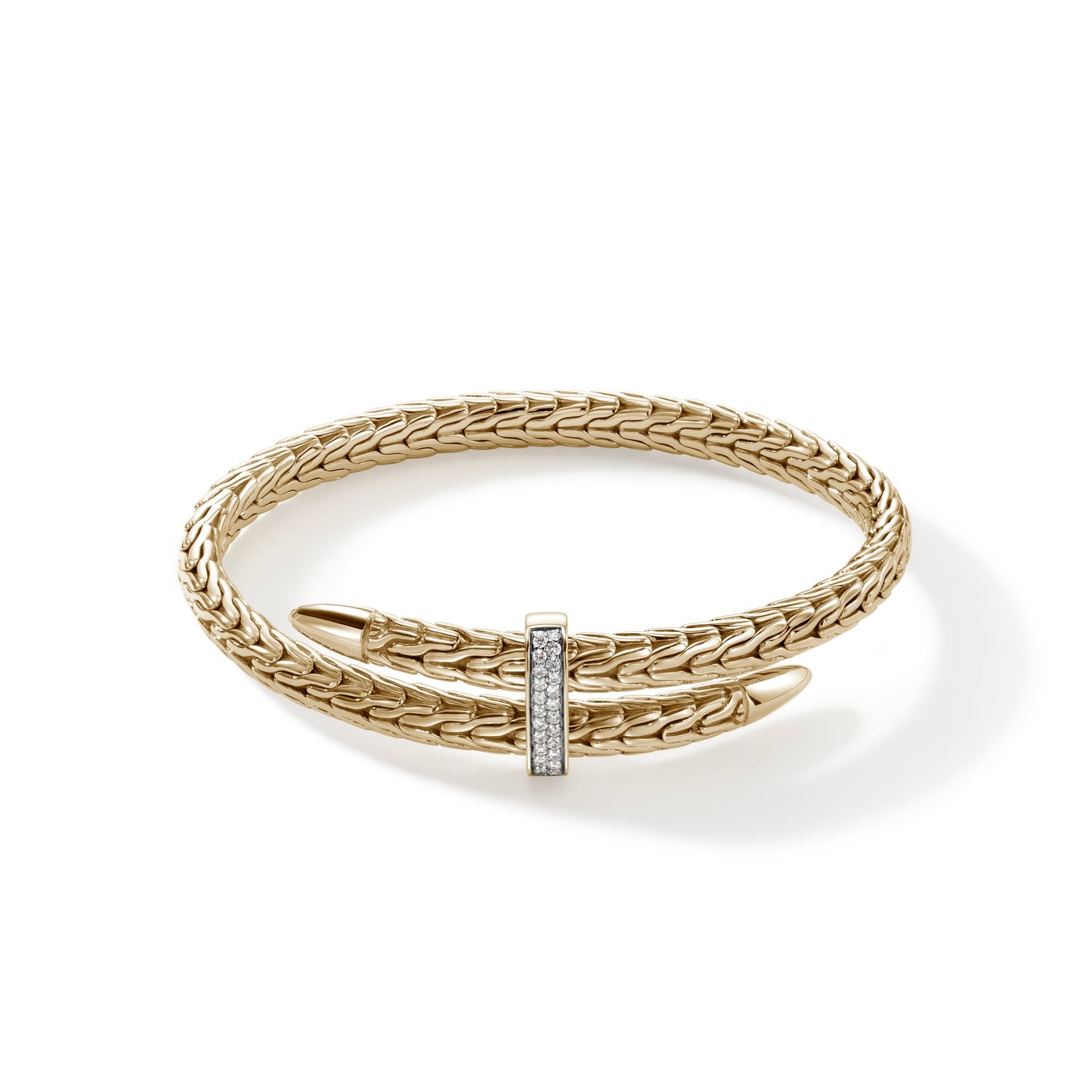 Spear 14KY Flex Bracelet With Center Pave Diamond Bar