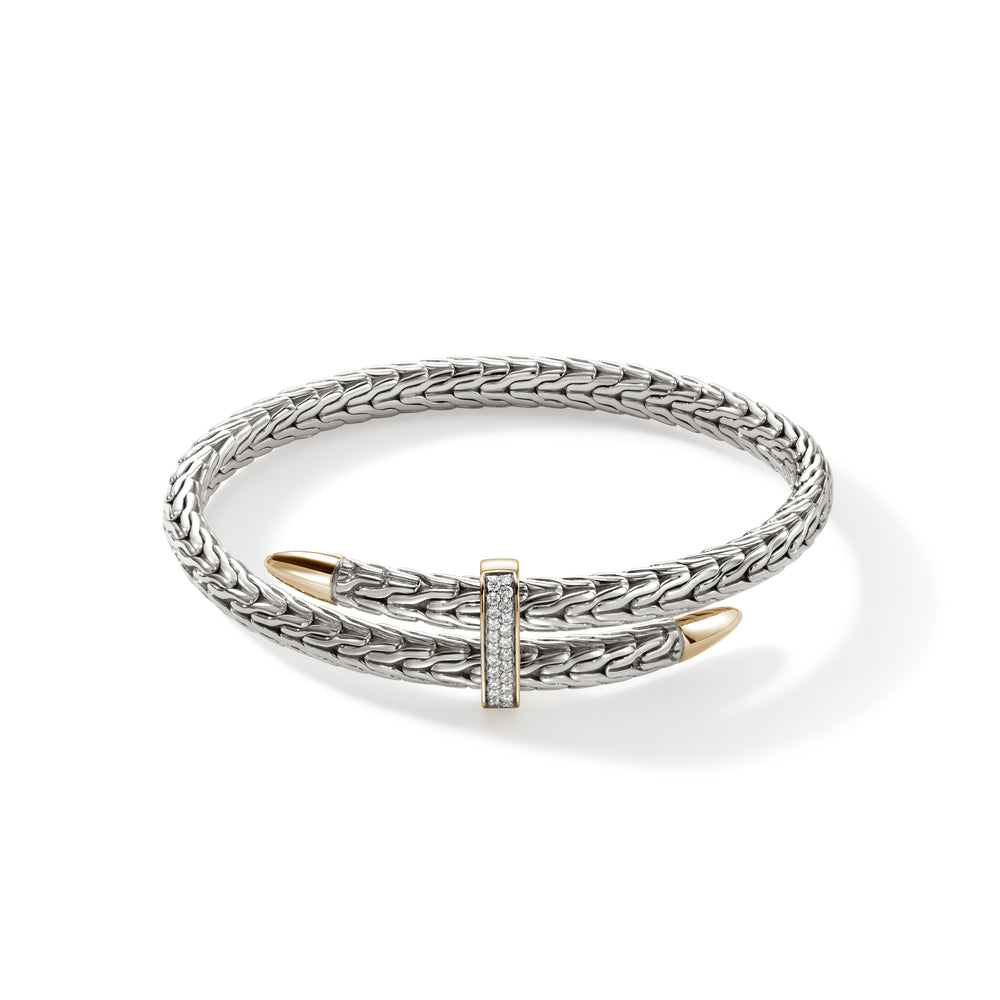 Spear Flex Cuff, Silver, Gold, Diamonds