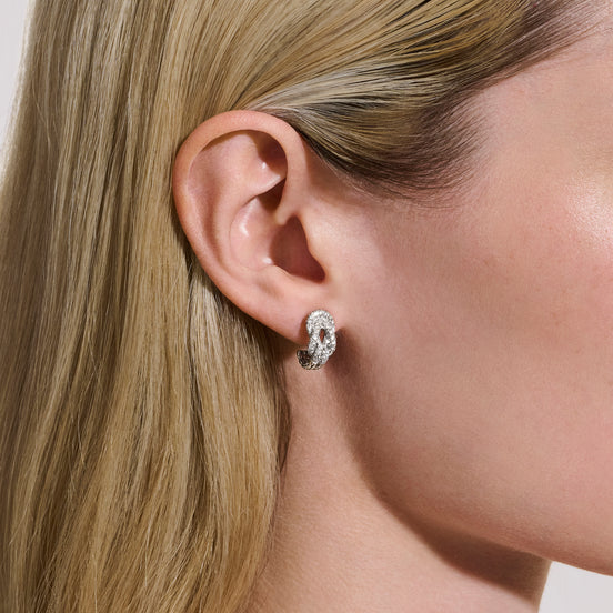 Love Knot Earrings, Sterling Silver, .38 ctw Diamonds