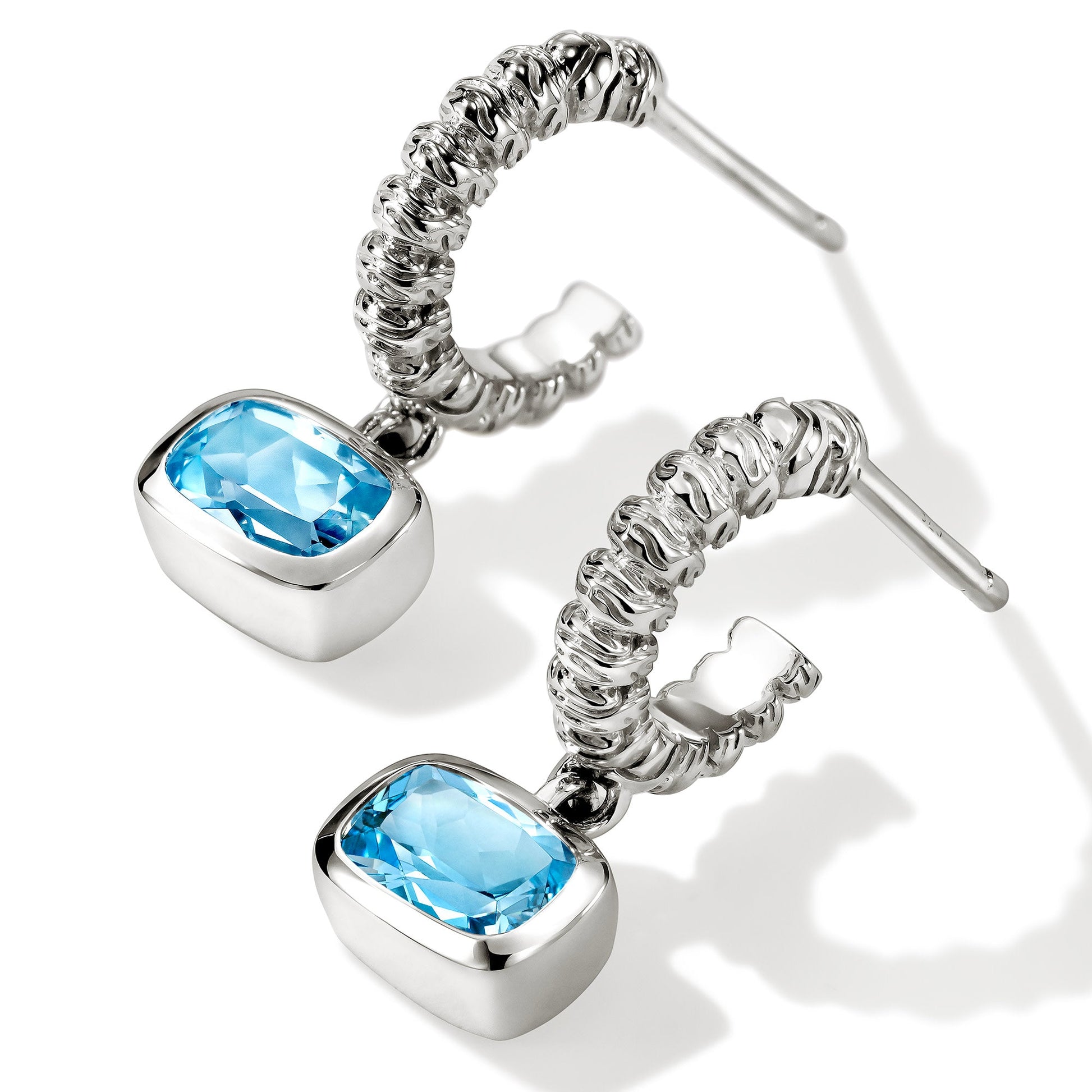 Heishi Gem Earrings, Sterling Silver, Swiss Blue Topaz official John Hardy product image 2