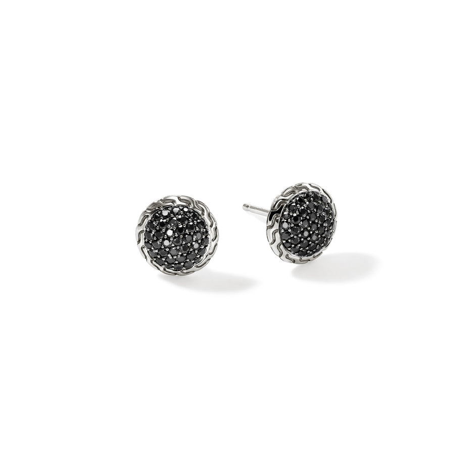 JH Essential Pavé Stud Earring, Sterling Silver, Gemstones (Black Sapphire), 10MM