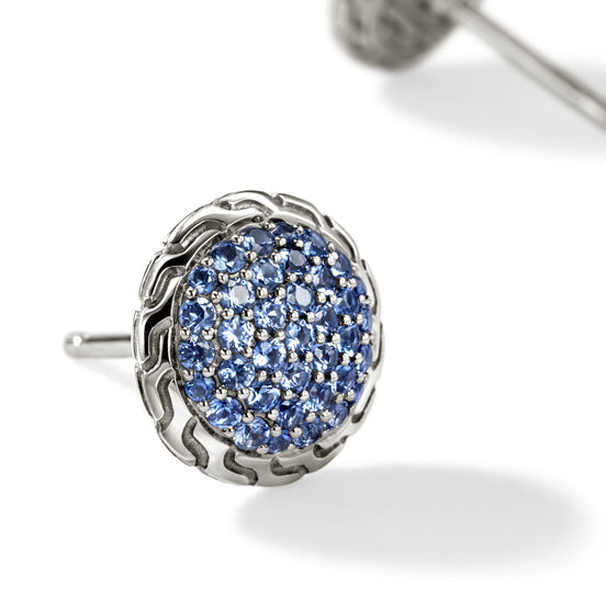 JH Essential Pavé Stud Earring, Sterling Silver, Gemstones (Blue Sapphire), 10MM