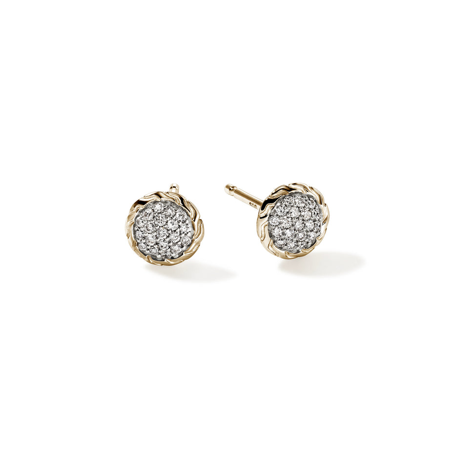 JH Essential Pavé Stud Earring, Gold, Diamonds, 7MM