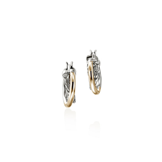 JH Essential Crossover Hoop Earring, Gold, Sterling Silver, 9.5MM