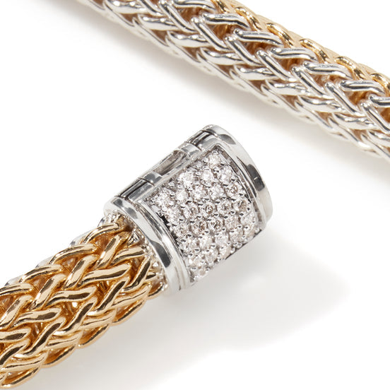 Icon Bracelet, Reversible, Gold, Sterling Silver, Diamonds, 5MM