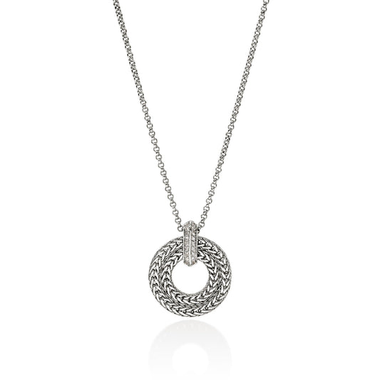 John Hardy Icon Silver Diamond Pave Round