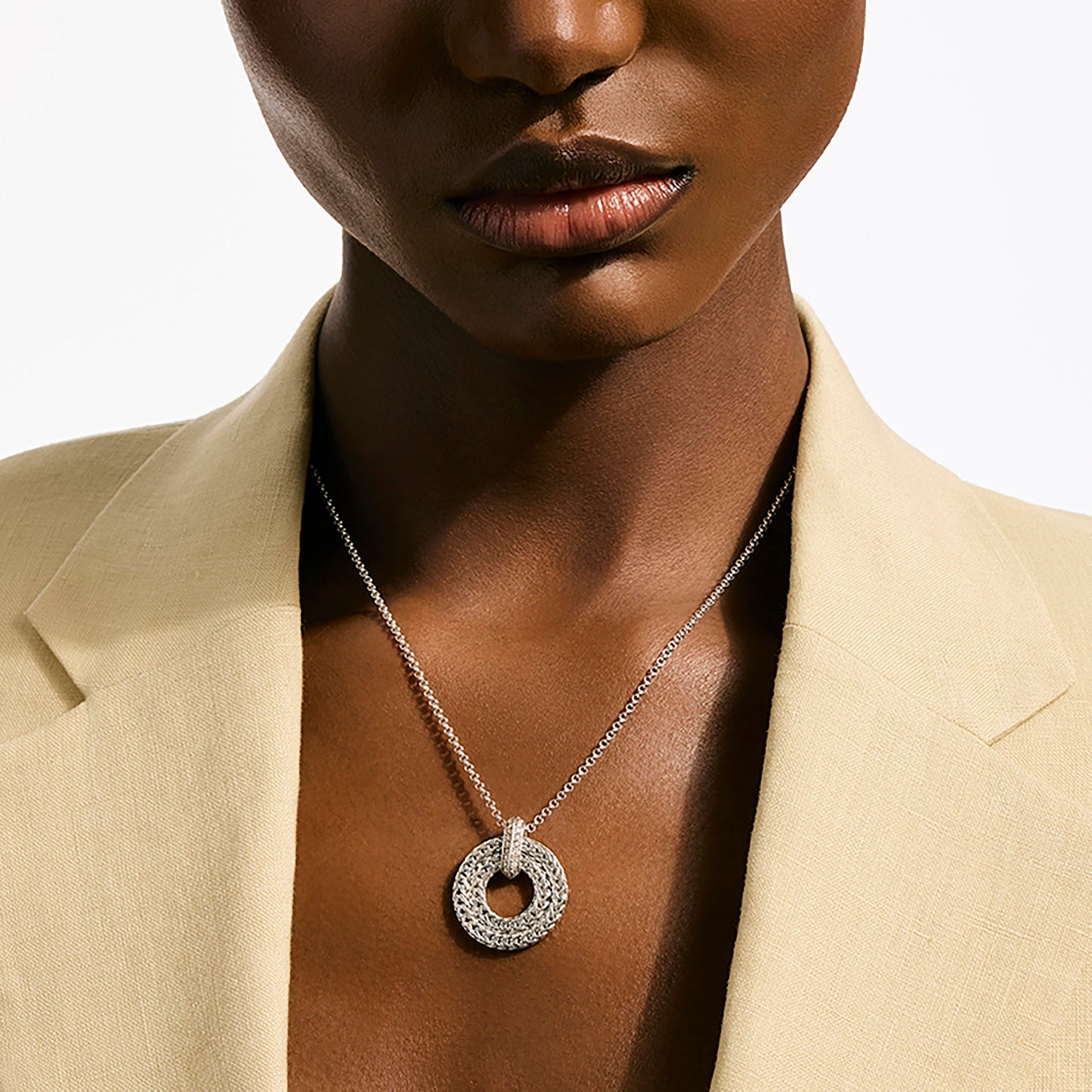 John Hardy Icon Silver Diamond Pave Round