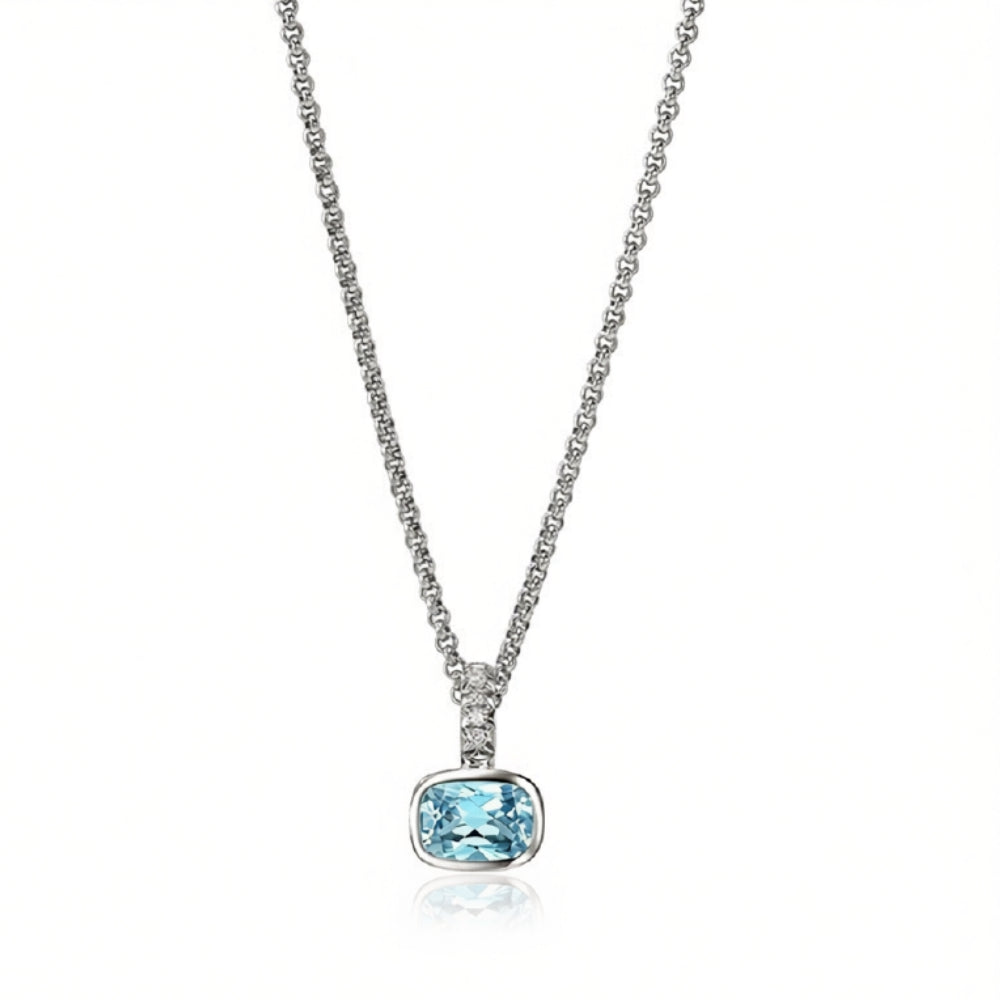 John Hardy Heishi Blue Topaz & Diamond Pendant Necklace — professional product photograph