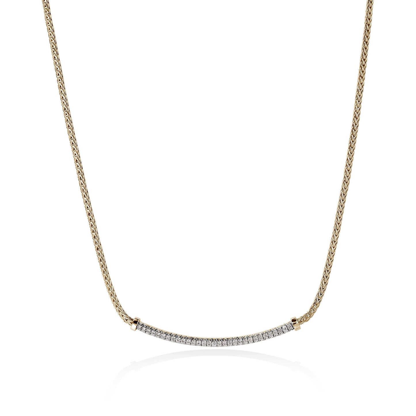 14KY Essentials 1.8 Mm Chain With Diamond Pave' Center Bar