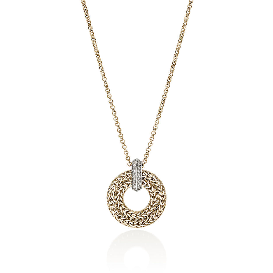 Icon Link Pendant Necklace, Gold, Diamonds .21 ctw, 2MM