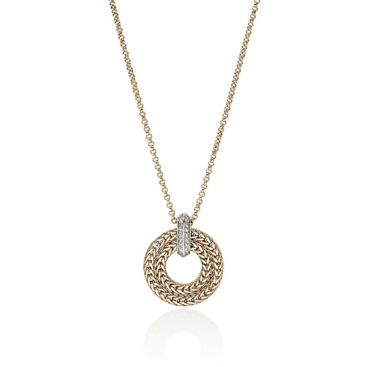 Icon Link Pendant Necklace, Gold, Diamonds .21 ctw, 2MM