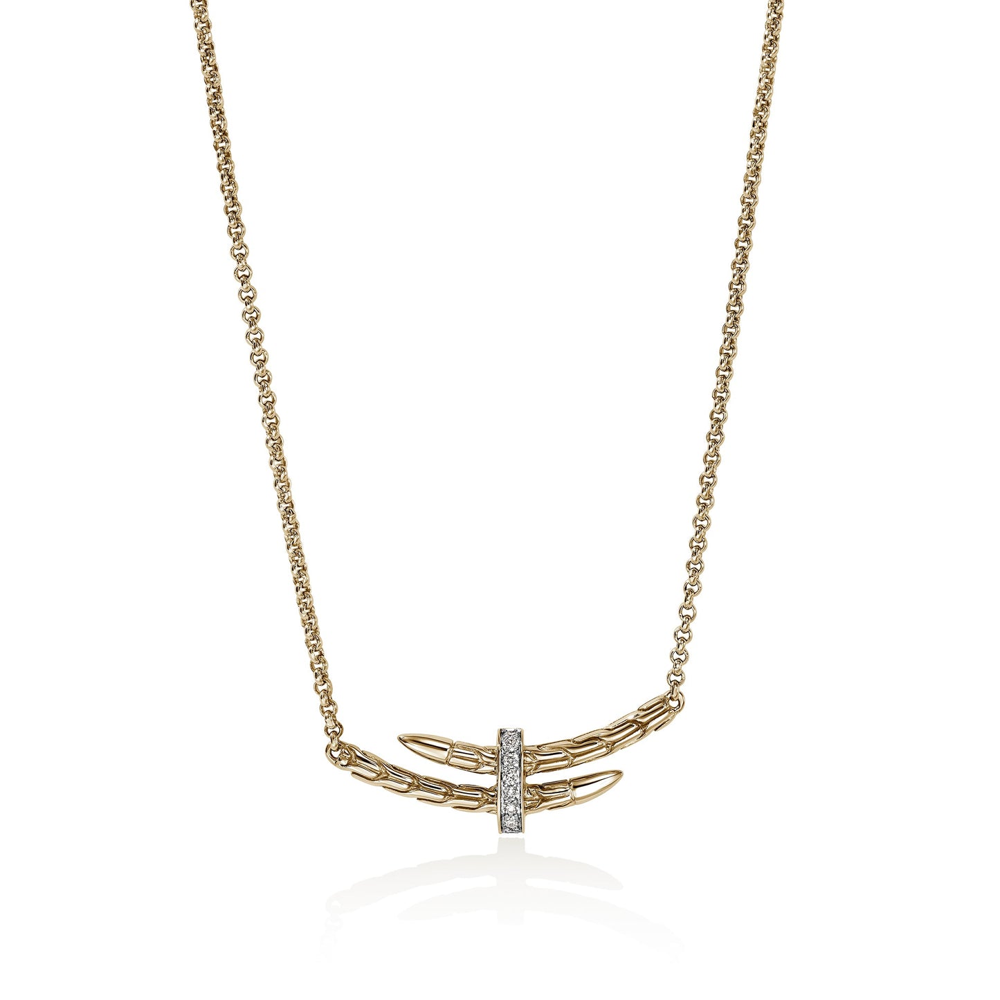 John Hardy Spear 14K Gold Diamond Station Necklace
