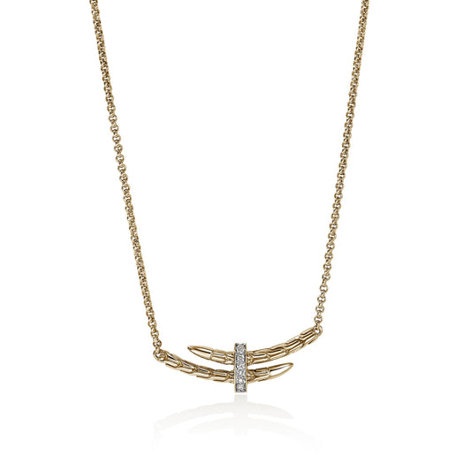 John Hardy Spear 14K Gold Diamond Station Necklace