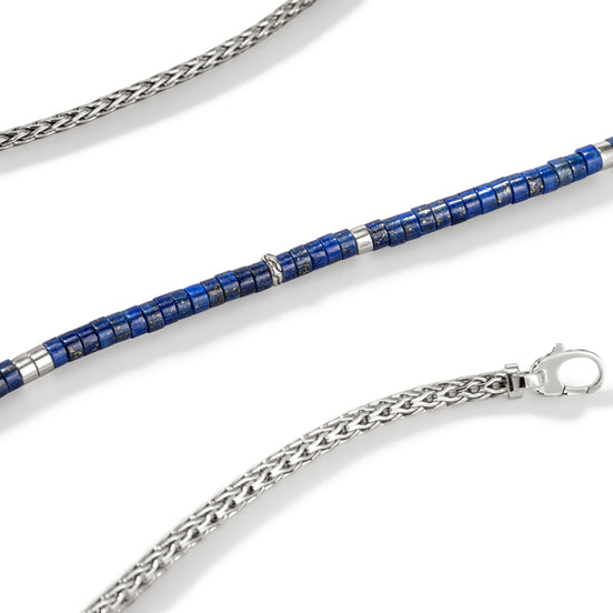 Heishi Chain Necklace, Sterling Silver, Hardstones (Lapis Lazuli)