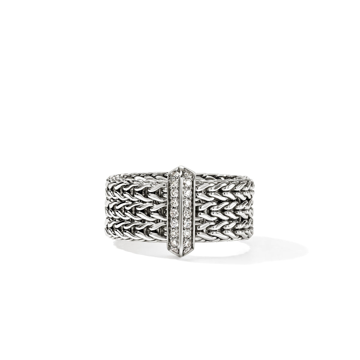 John Hardy Icon Link Diamond Bar Ring, Size 7 — official John Hardy product photograph