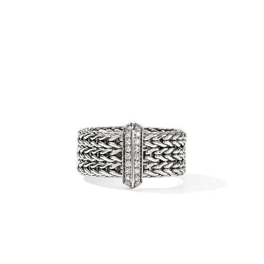 John Hardy Icon Link Diamond Bar Ring, Size 7 — official John Hardy product photograph