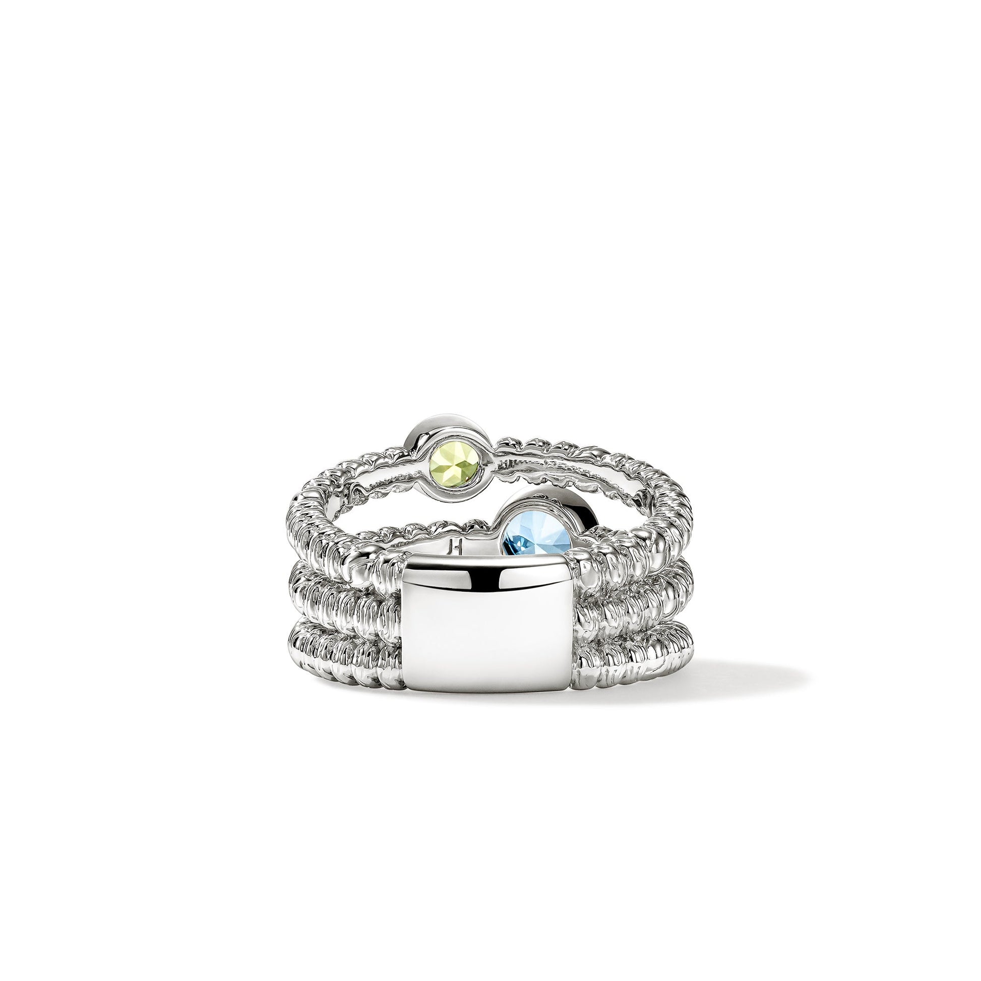 Heishi Gem Ring, Sterling Silver, Swiss Blue Topaz, Lemon Quartz, Peridot official John Hardy product image 3
