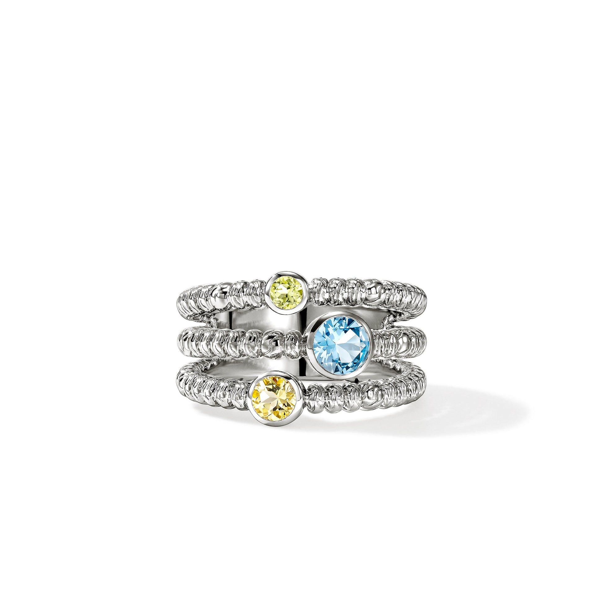 Heishi Gem Ring, Sterling Silver, Swiss Blue Topaz, Lemon Quartz, Peridot official John Hardy product image 1