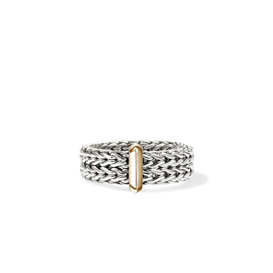 John Hardy Icon Link Silver & 14K Gold Band, Size 7 — official John Hardy product photograph