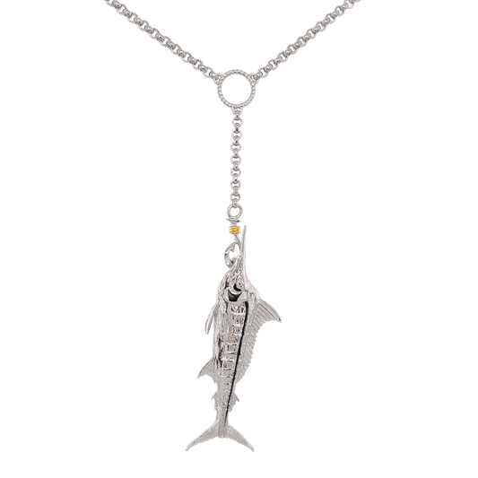 Blue Marlin Lariat Necklace (16" to 18" adjust)