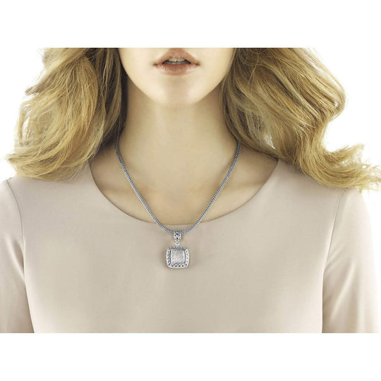 Classic Chain Silver Diamond Square Pendant .85 ctw